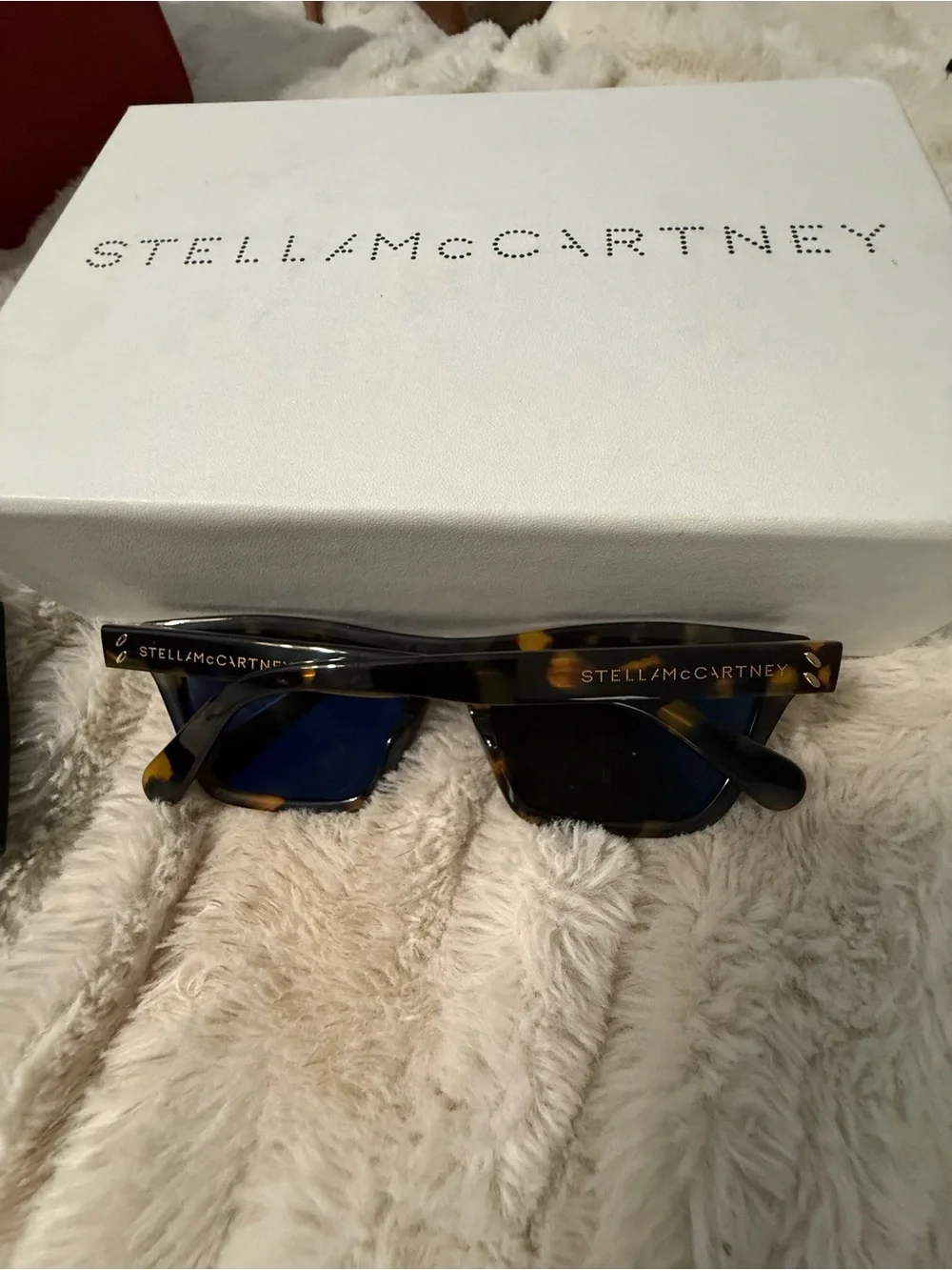 AUTHENTIC STELLA McCARTNEY TORTOISESHELL SQUARE SUNGLASSES + ORIGINAL BOX